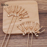 BoYuTe Brass U Shaped Hair Fork 39*73MM Alloy Flower Bridal Jewelry