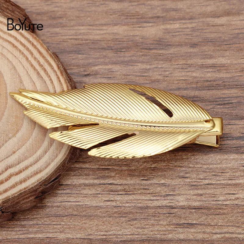 BoYuTe 60*25MM Metal Iron Leaf Hair Clips Women Hair Accessories
