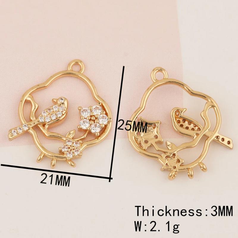 4Pcs DIY CZ Charms Jewelry Findings Multi Shape Hand Made