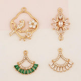 4Pcs DIY CZ Charms Jewelry Findings Multi Shape Hand Made