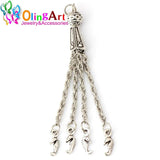 4PCS Metal Tassel Tibetan Silver DIY Jewelry Making Charms