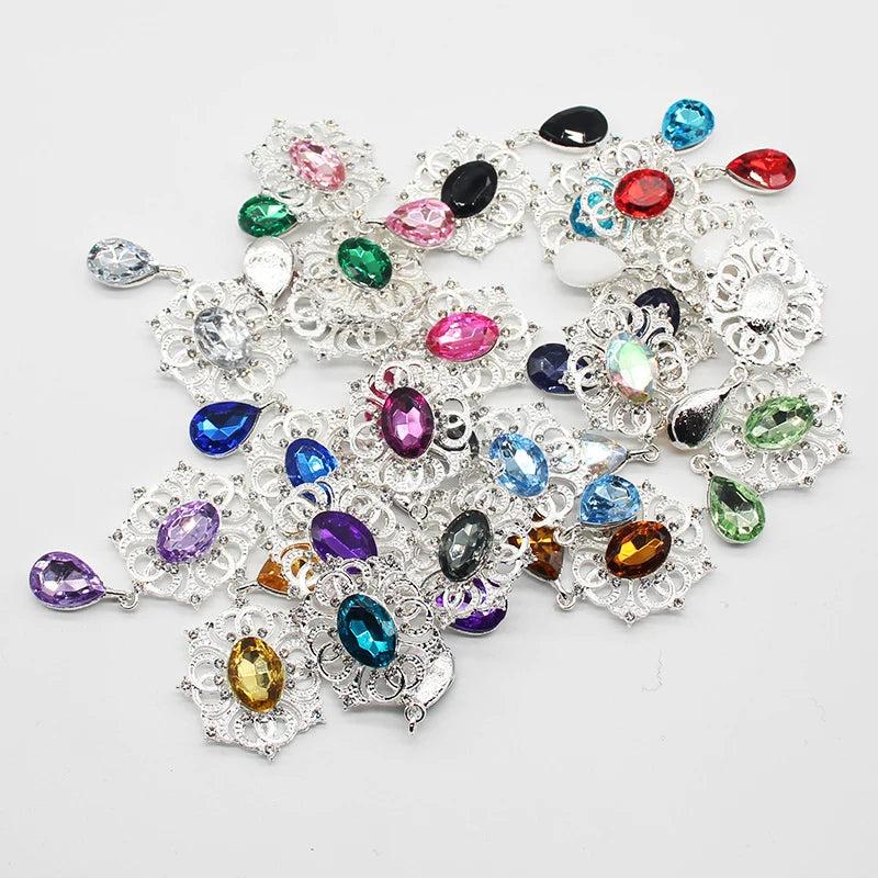 10pcs Rhinestone Acrylic Pendant DIY Decoration Jewelry Accessories