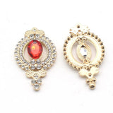 5pcs 29*50mm Alloy Pink Rhinestone Pendant DIY Clothing Jewelry Decoration