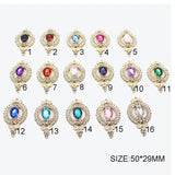 5pcs 29*50mm Alloy Pink Rhinestone Pendant DIY Clothing Jewelry Decoration