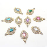 5pcs 29*50mm Alloy Pink Rhinestone Pendant DIY Clothing Jewelry Decoration
