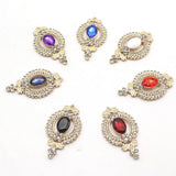 5pcs 29*50mm Alloy Pink Rhinestone Pendant DIY Clothing Jewelry Decoration