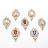 5pcs 29*50mm Alloy Pink Rhinestone Pendant DIY Clothing Jewelry Decoration