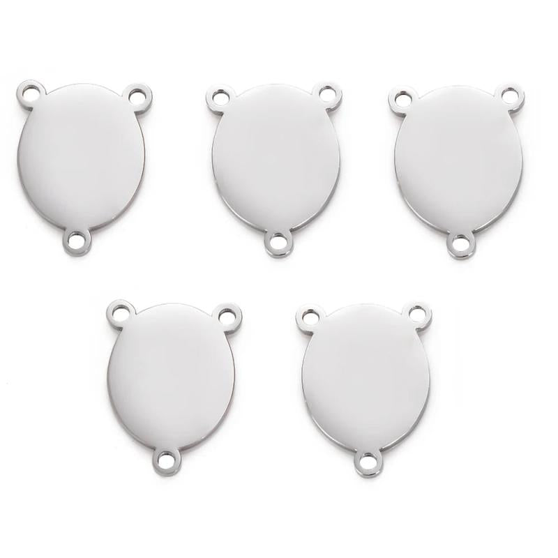 5PCS Stainless Steel Oval Charms Pendant for Necklaces Bracelets DIY Jewelry
