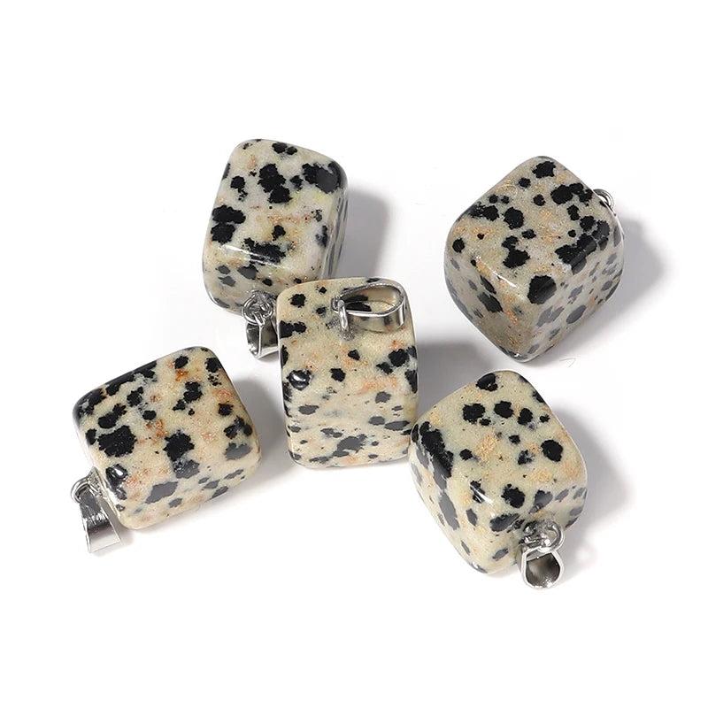 5PCS Irregular Natural Stone Pendant Tiger Eye Agate Square Pendant