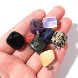 5PCS Irregular Natural Stone Pendant Tiger Eye Agate Square Pendant