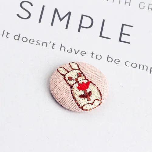 DIY Embroidered Flower Animal Round Buckle Ear Ornaments
