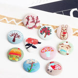 DIY Embroidered Flower Animal Round Buckle Ear Ornaments