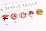 DIY Embroidered Flower Animal Round Buckle Ear Ornaments