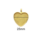 5pcs Peach Heart Flower Strips 25mm Pendant Base For DIY Jewelry