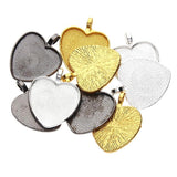 5pcs Peach Heart Flower Strips 25mm Pendant Base For DIY Jewelry