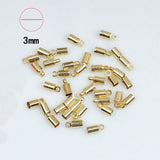 20Pcs Brass 3mm Hole Glue-in Necklace Cord Crimp End Cap for Jewelry Making