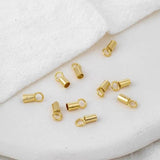 20Pcs Brass 3mm Hole Glue-in Necklace Cord Crimp End Cap for Jewelry Making