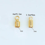 20Pcs Brass 3mm Hole Glue-in Necklace Cord Crimp End Cap for Jewelry Making