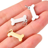 5pcs Dog Bone Stainless Steel Pendants for DIY Jewelry Making
