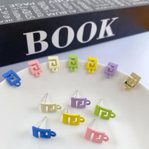 10pcs Macaron Earrings Base Alloy Stud Earring Settings