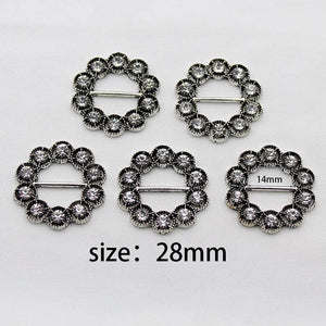 10pcs Rhinestone Bow Ribbon Slide Buckle DIY Jewelry Clothing Decoration