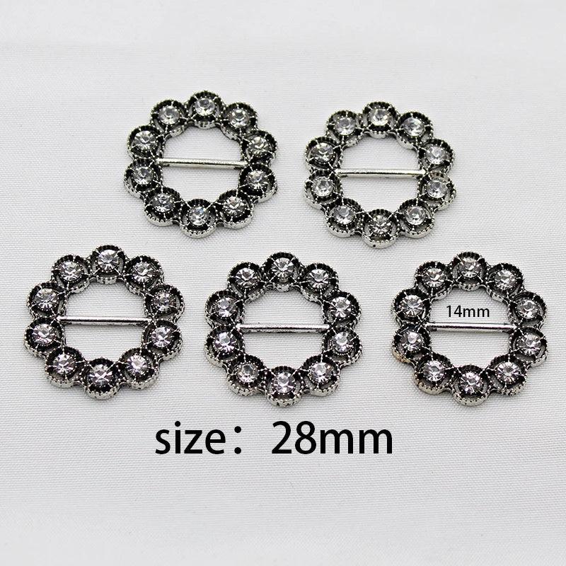 10pcs Rhinestone Bow Ribbon Slide Buckle DIY Jewelry Clothing Decoration
