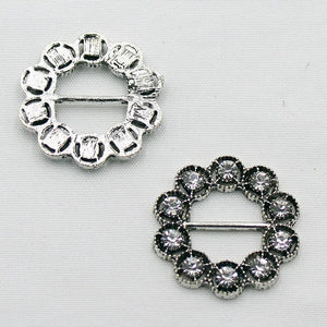 10pcs Rhinestone Bow Ribbon Slide Buckle DIY Jewelry Clothing Decoration