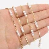 Natural Pearl Beads Chain Stainless Steel Beaded Chain Jewelry Accessories