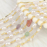Natural Pearl Beads Chain Stainless Steel Beaded Chain Jewelry Accessories