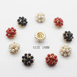 10pcs Round Metal Resin Pearl Buttons Hair Accessories Wedding Costume DIY