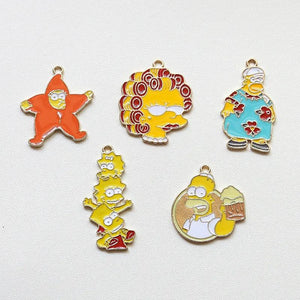 10pcs Enamel Cartoon Family Charm Pendant DIY Necklace Keychain Jewelry Making
