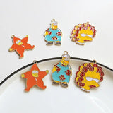 10pcs Enamel Cartoon Family Charm Pendant DIY Necklace Keychain Jewelry Making