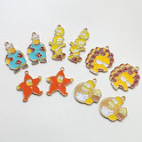 10pcs Enamel Cartoon Family Charm Pendant DIY Necklace Keychain Jewelry Making