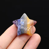 Striped Agate Stone 5-Pointed Star Ornament Seven Chakras DIY Jewelry Gift
