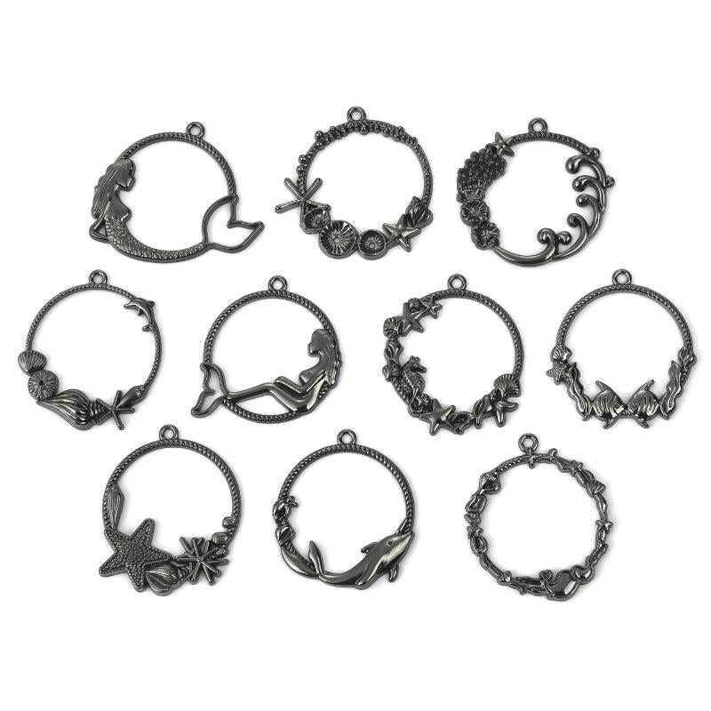 10Pcs Ocean Round Pendant Charm DIY Jewelry Findings