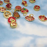 5PCS Enamel Ruyi Lock Pendant Chinese Retro Style Jewelry