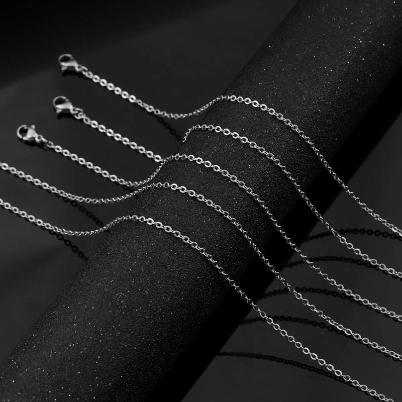 5 PCS Stainless Steel Flat Cross Chain Necklace Making Jewelry Fin