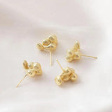 2PCS Irregular Earrings 14k Plated Jewelry Findings DIY Hand Brass Accessories