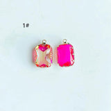Glass Rectangle Eardrop Necklace Earring Charms Pendant DIY Material