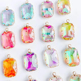 Glass Rectangle Eardrop Necklace Earring Charms Pendant DIY Material