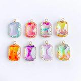 Glass Rectangle Eardrop Necklace Earring Charms Pendant DIY Material