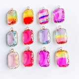 Glass Rectangle Eardrop Necklace Earring Charms Pendant DIY Material