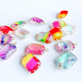 Glass Rectangle Eardrop Necklace Earring Charms Pendant DIY Material