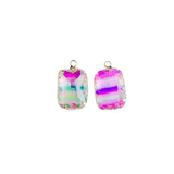 Glass Rectangle Eardrop Necklace Earring Charms Pendant DIY Material