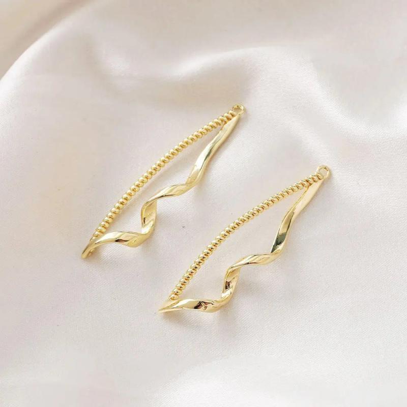 2PCS Eardrop Pendant Charms for DIY Earrings Hand Brass Accessories