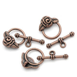 Vintage Flower Pattern Copper Toggle Clasps for DIY Jewelry, 20Sets