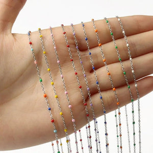 1 Meter Silver Plated Wire Wrapped Rosary Stainless Steel Chain