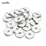 Sauvoo 100pcs Antique Silver Rondelle Spacer Beads 10mm