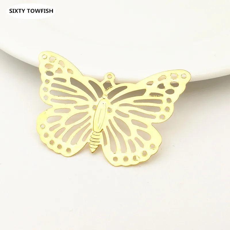 20 PCS Metal Filigree Flowers Slice Butterfly Charms DIY Jewelry Making