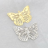 20 PCS Metal Filigree Flowers Slice Butterfly Charms DIY Jewelry Making